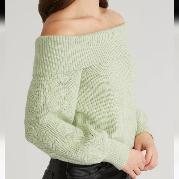 525 America New Marisa Green Relaxed Off Shoulder Pullover Sweater SZ Large - Picture 3 of 15
